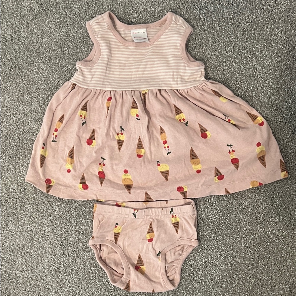 Hanna Andersson Ice Cream Print Baby Dress with Bloomers